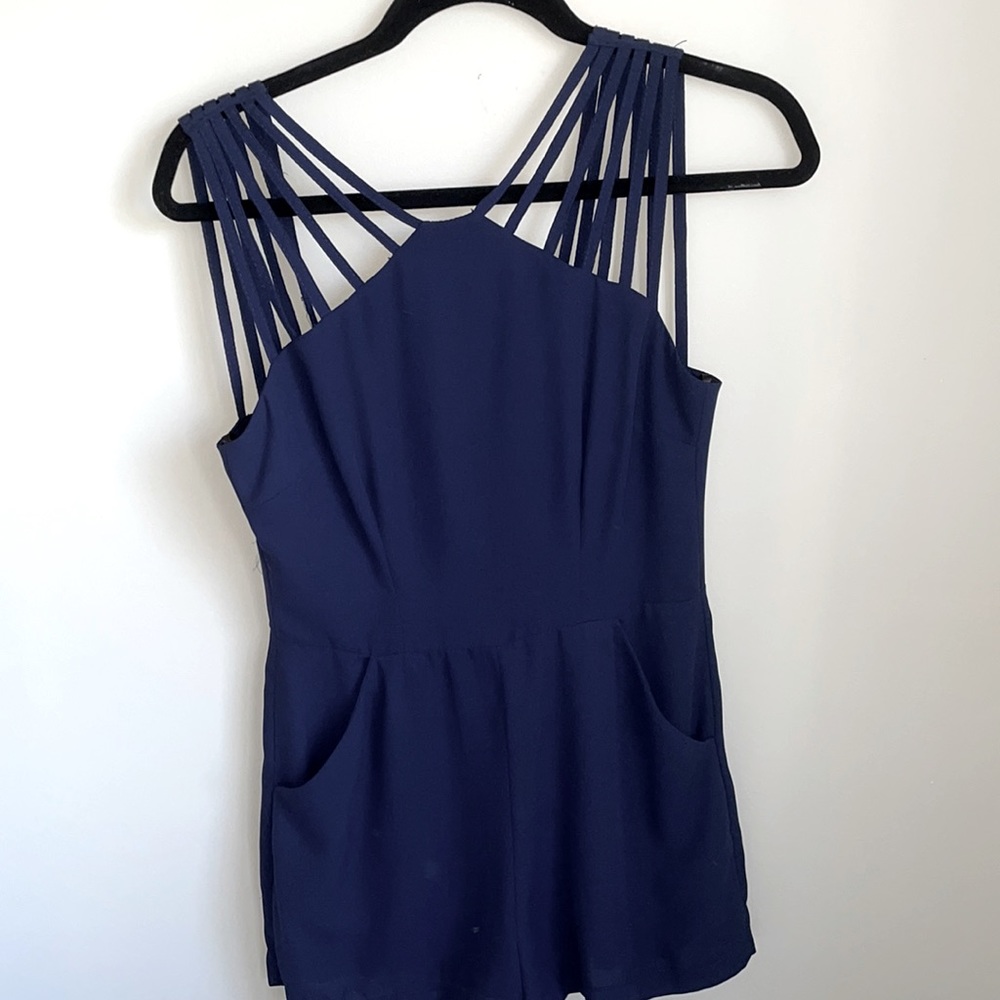Navy blue romper with pockets